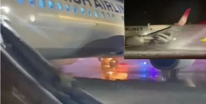 Türk Hava Yolları uçağında büyük panik! İniş sırasında lastiği patladı